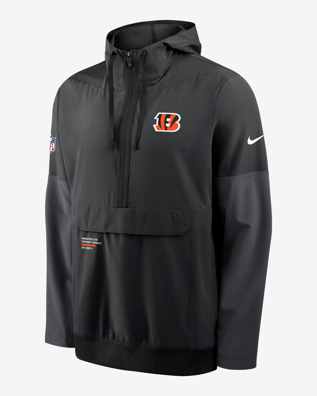 Cincinnati Bengals Well Rounded Anorak Men's Nike NFL 1/2-Zip Hooded Jacket - Black