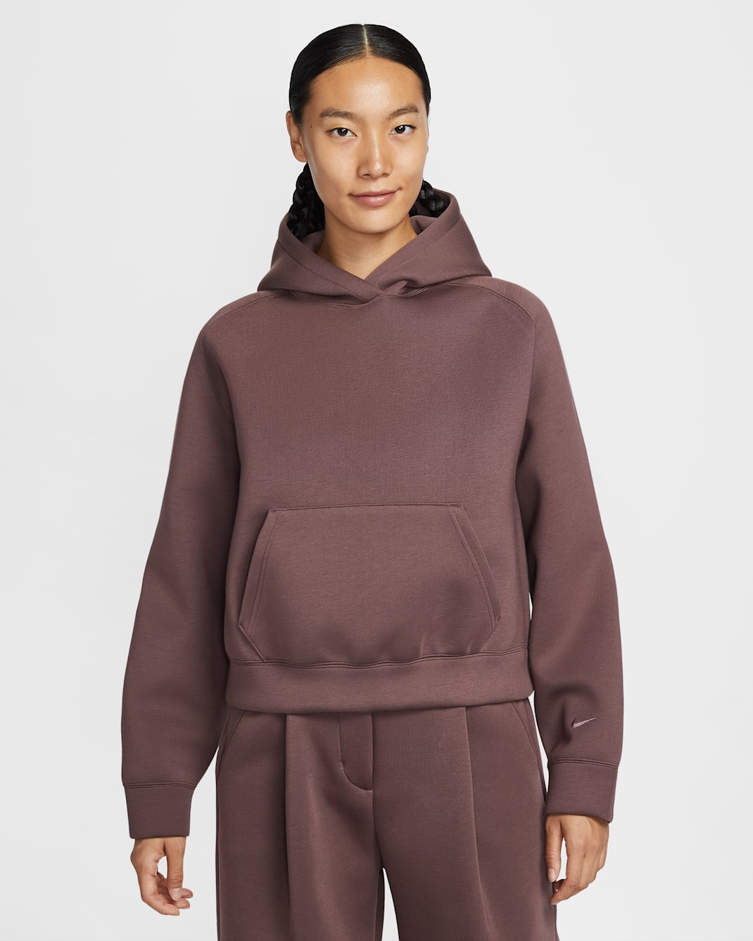 ナイキ スポーツウェア ウィメンズ オーバーサイズド フリース プルオーバー パーカー - タトゥー/マホガニーミンク/タトゥー