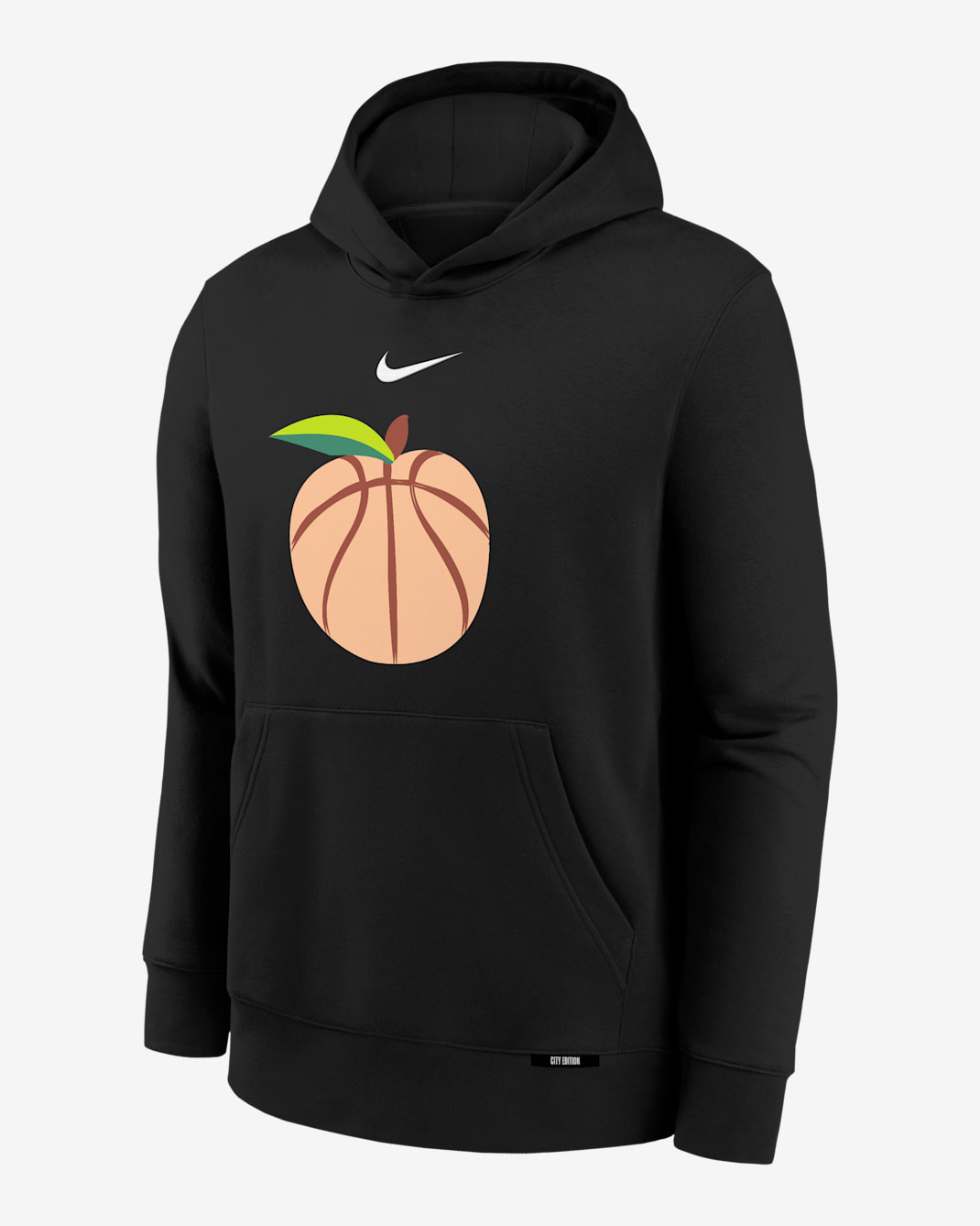 Sudadera con gorro de tejido Fleece para niños talla grande Atlanta Hawks Club Fleece City Edition - Negro