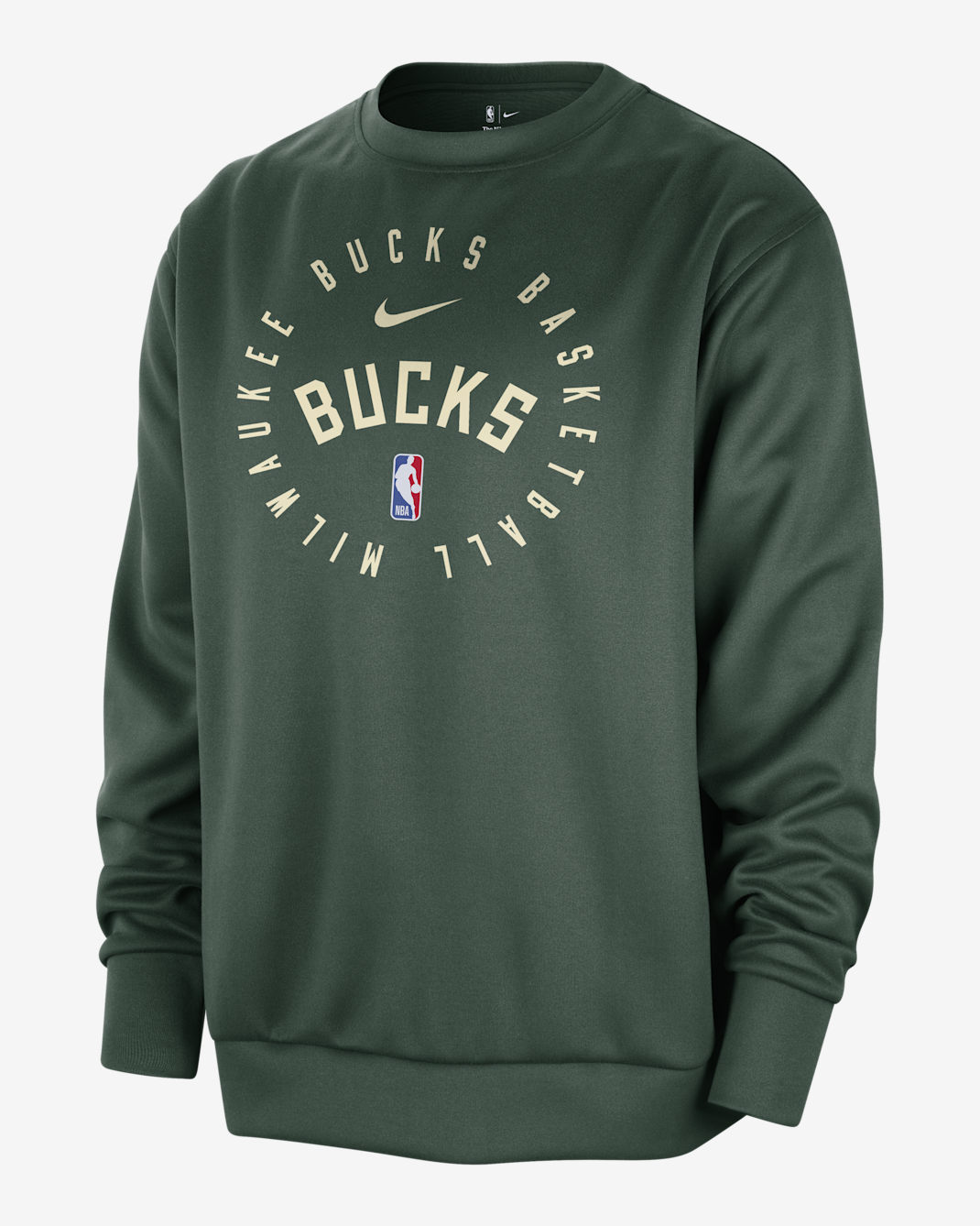 Milwaukee Bucks Spotlight Men's Nike Dri-FIT NBA Crew-Neck Sweatshirt - Fir/Flat Opal