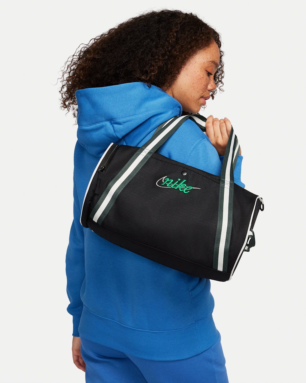 Nike Heritage Retro Duffel Bag (13L) - Black/Vintage Green/Stadium Green