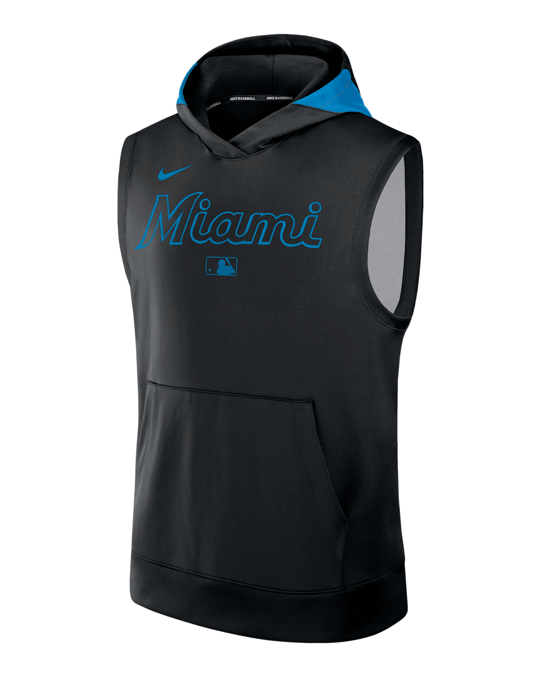 Miami Marlins Authentic Collection Men’s Nike Dri-FIT MLB Sleeveless Pullover Hoodie - Black