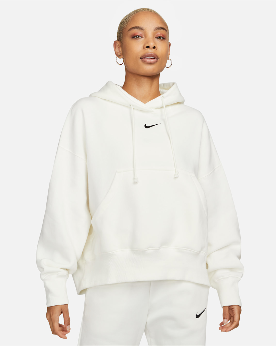 Sudadera con gorro sin cierre de tejido Fleece over-oversized para mujer Nike Sportswear Phoenix - Vela/Negro