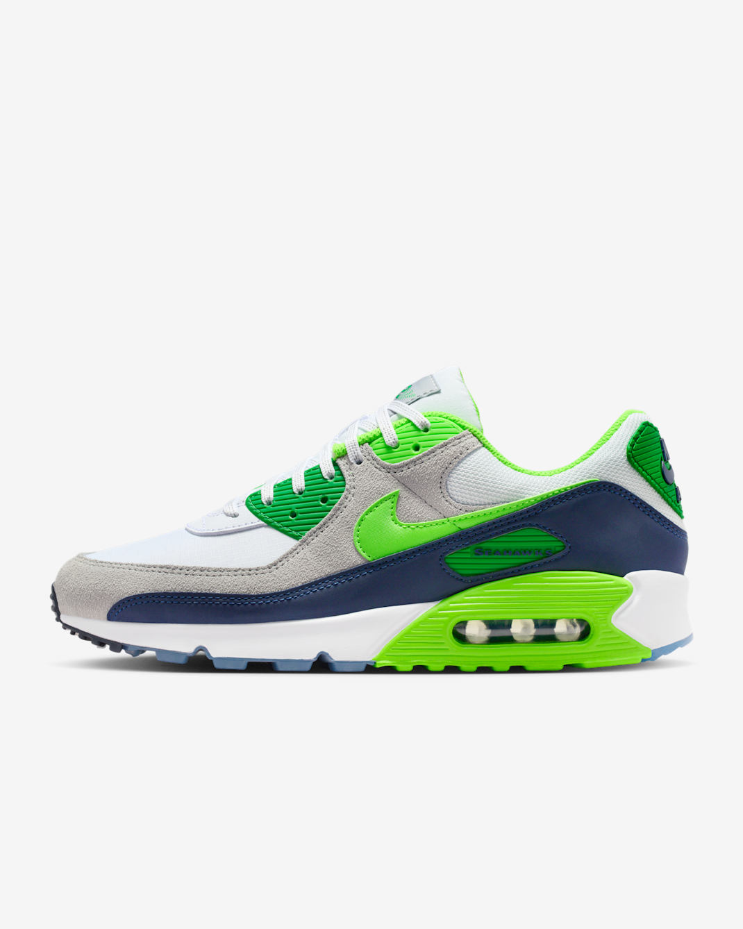 Seattle Seahawks Air Max 90 Men's Nike Shoes - White/College Navy/Action Green