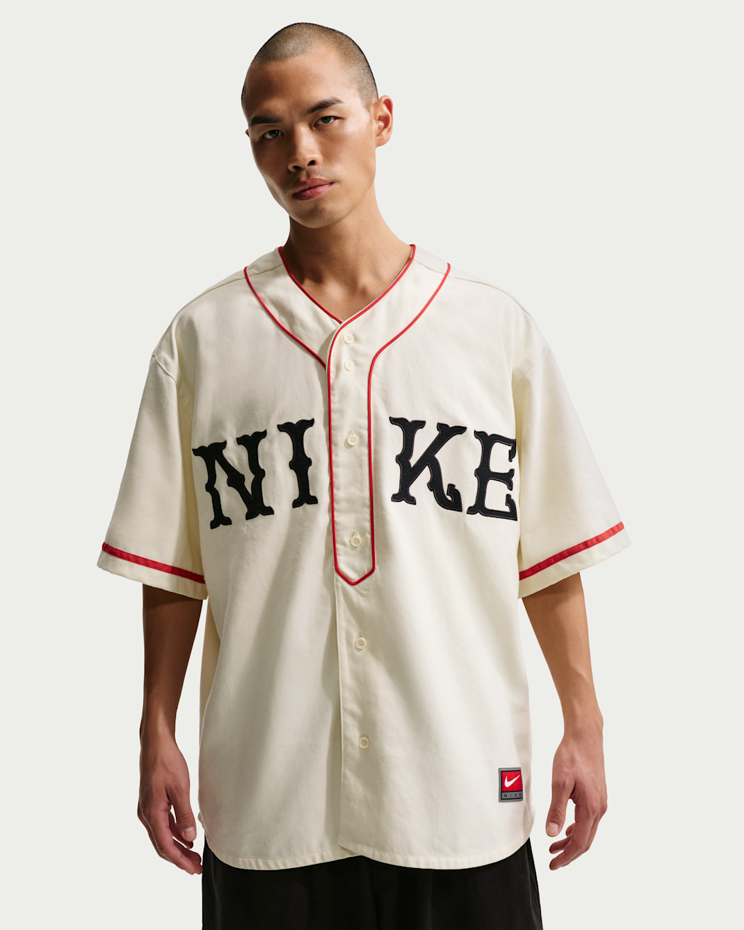 Nike Life Men's Short-Sleeve Vintage Sport Top - Coconut Milk/University Red/Black