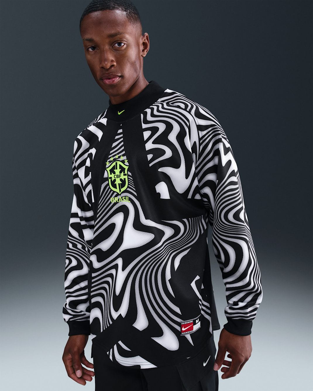 Fotbollströja målvakt Brazil Authentic Nike för män - Svart/Volt/Volt