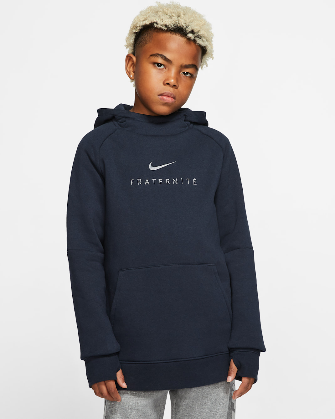FFF Older Kids' Fleece Pullover Football Hoodie - Dark Obsidian/Dark Obsidian