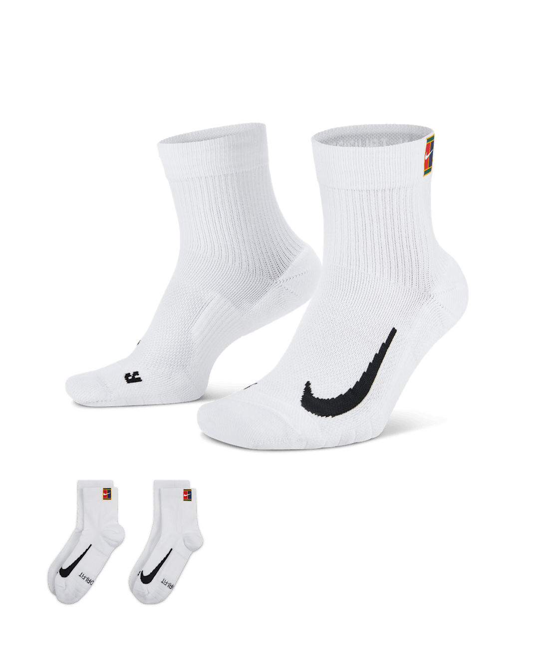 NikeCourt Multiplier Max Tennis Ankle Socks (2 Pairs) - White/White