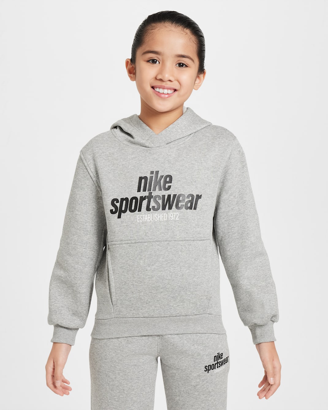 Nike Sportswear Club Fleece Big Kids' Hoodie - Dark Grey Heather/White/Black