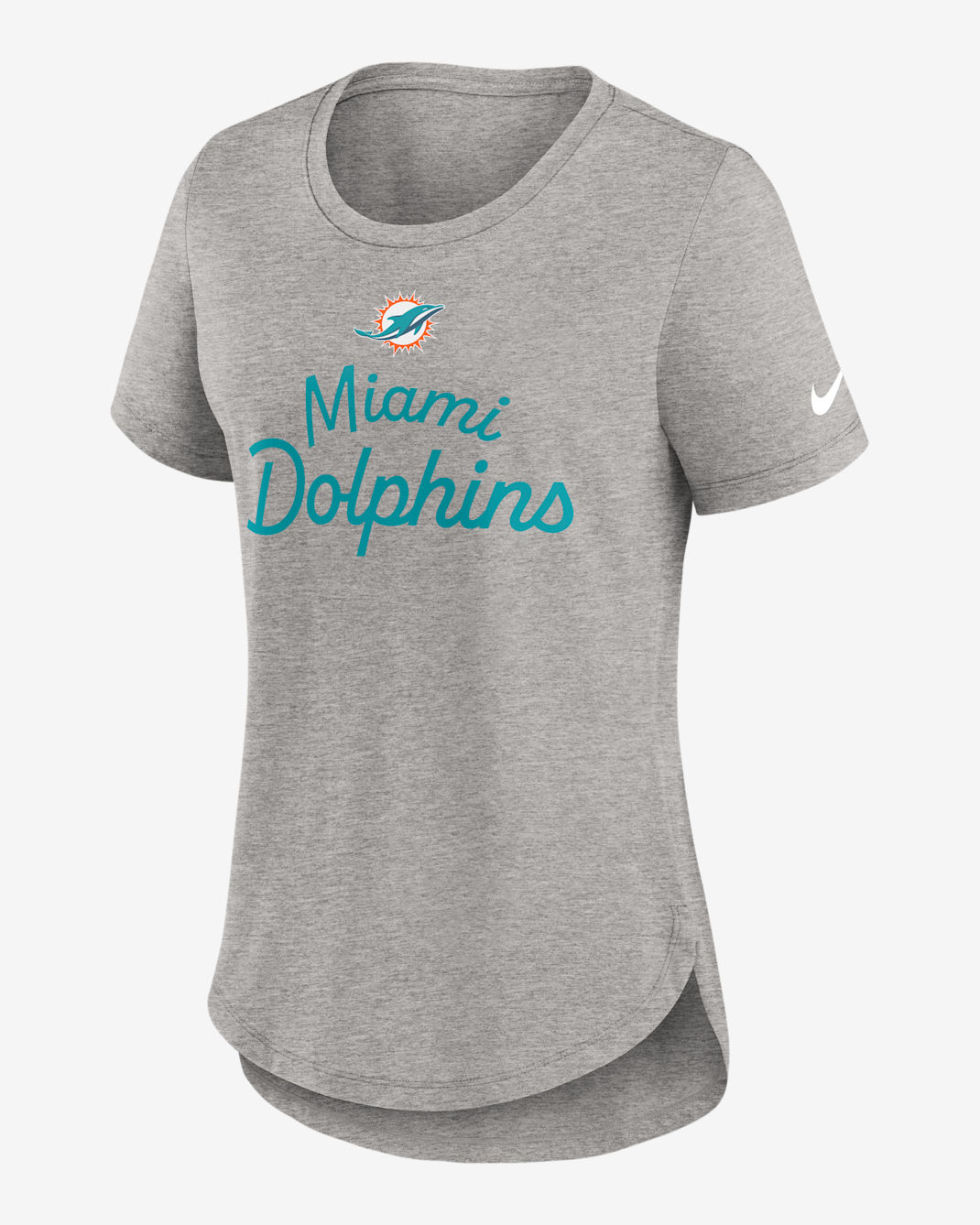 Miami Dolphins Script Women's Nike NFL T-Shirt - Grey
