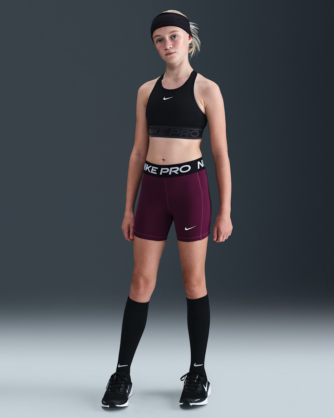 Nike Pro Leak Protection: Period Girls' Dri-FIT Shorts - Bordeaux/White