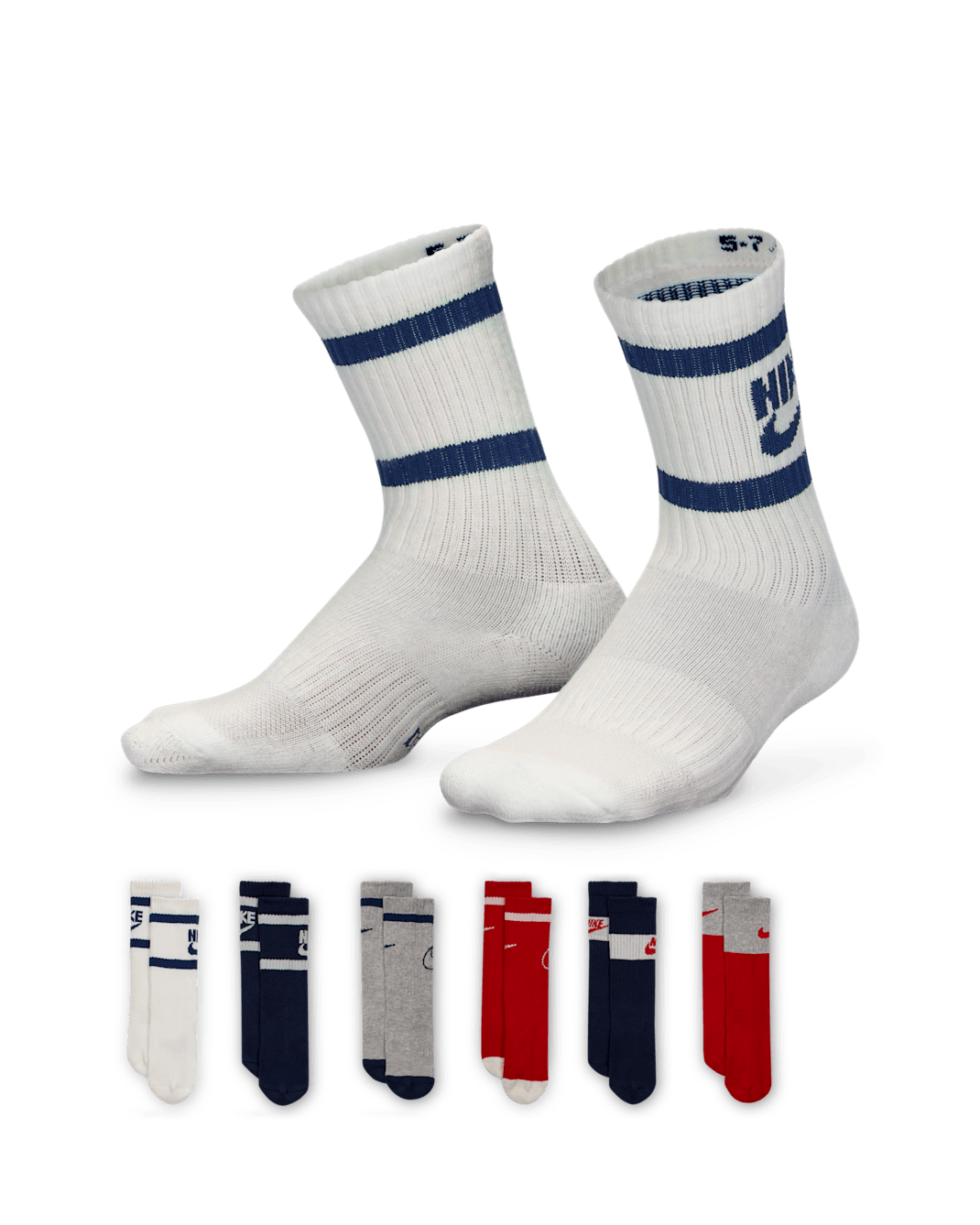 Calcetas retro para niños talla pequeña (6 pares) Nike Dri-FIT - Vela