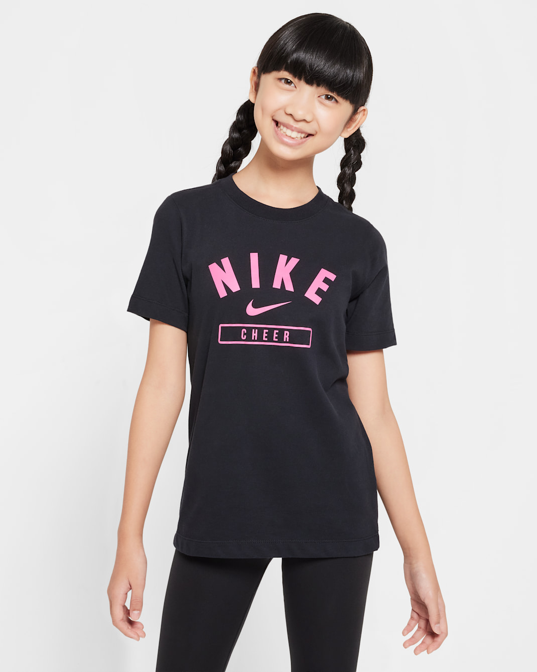 Nike Big Kids' (Girls') Cheer T-Shirt - Black/Hyper Pink