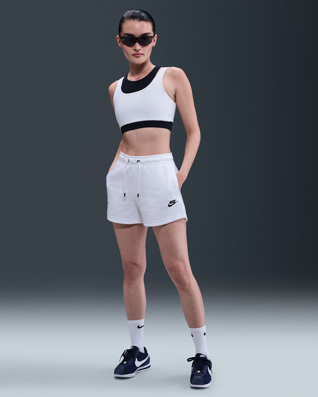 Nike Sportswear Essential Women's French Terry Shorts - White/Black
