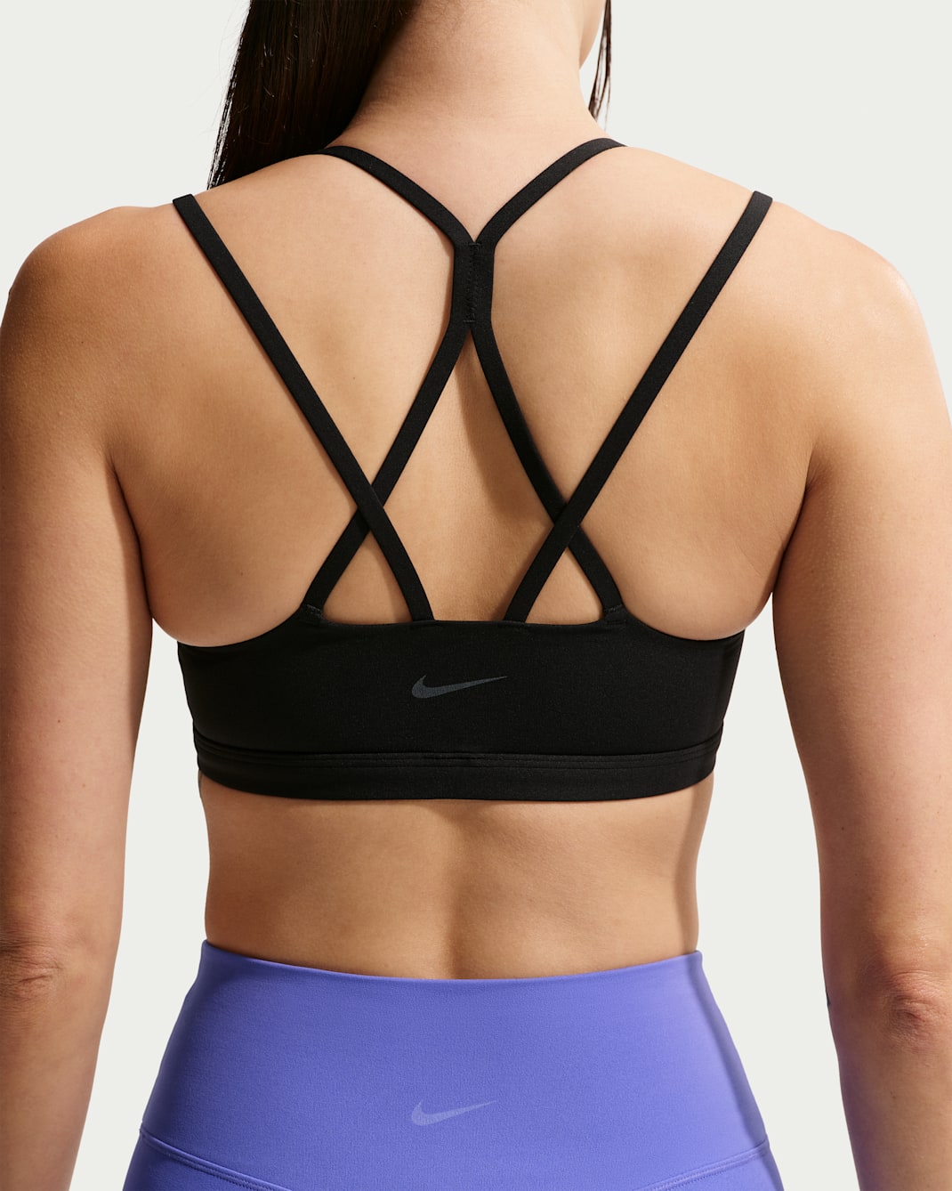 나이키 젠비 스트래피 여성 라이트 서포트 패드 스포츠 브라 - 블랙/쿨 그레이