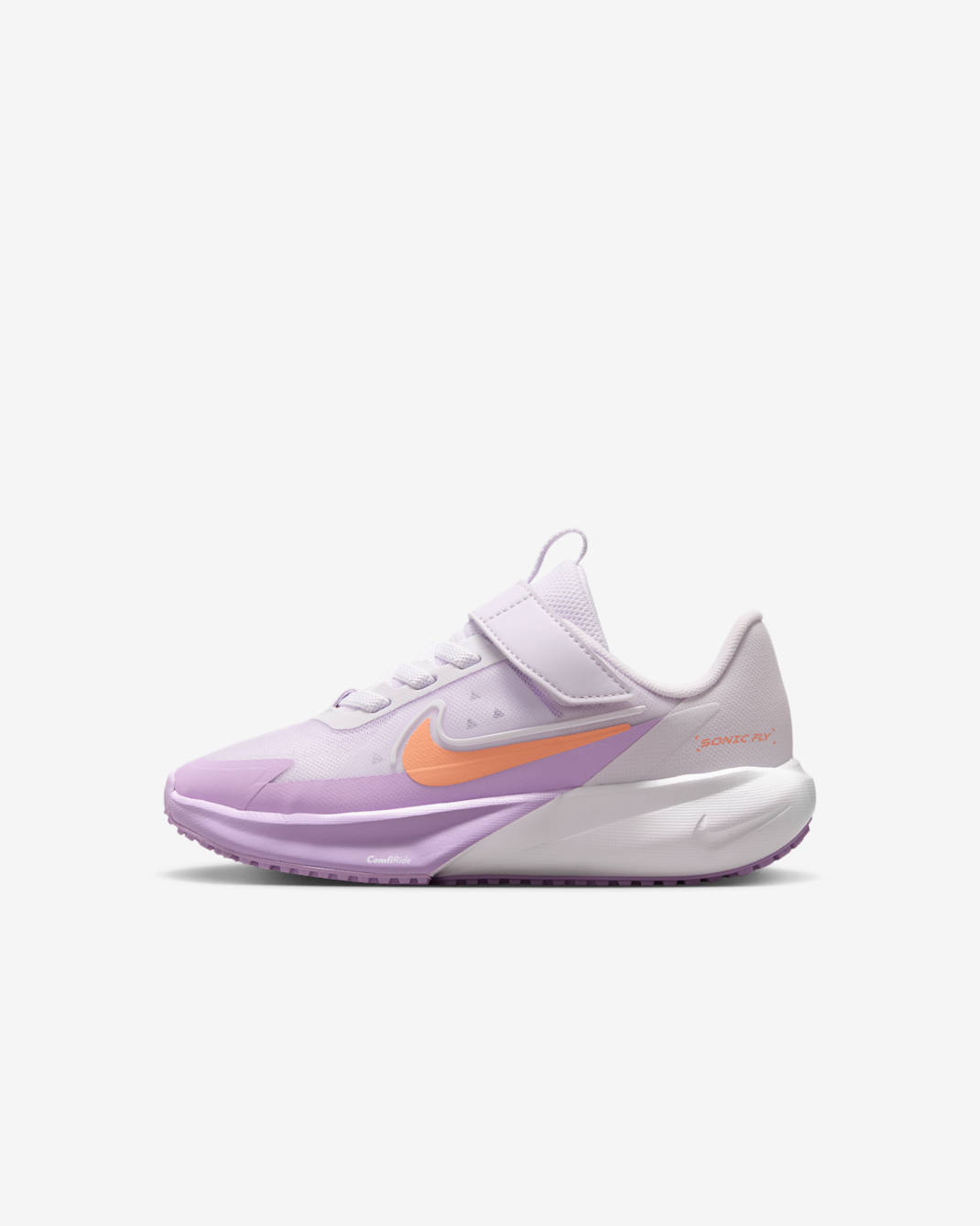 Tenis de correr para niños de preescolar Nike Sonic Fly - Uva ligero/Blanco/Violeta estrella/Ágata melocotón