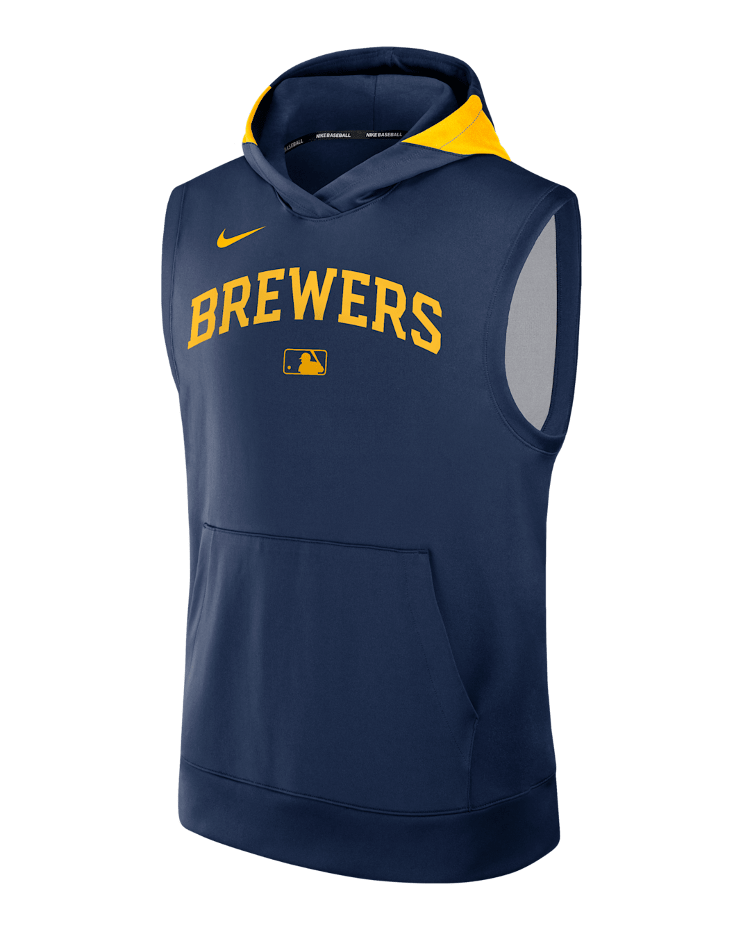 Milwaukee Brewers Authentic Collection Men’s Nike Dri-FIT MLB Sleeveless Pullover Hoodie - Navy