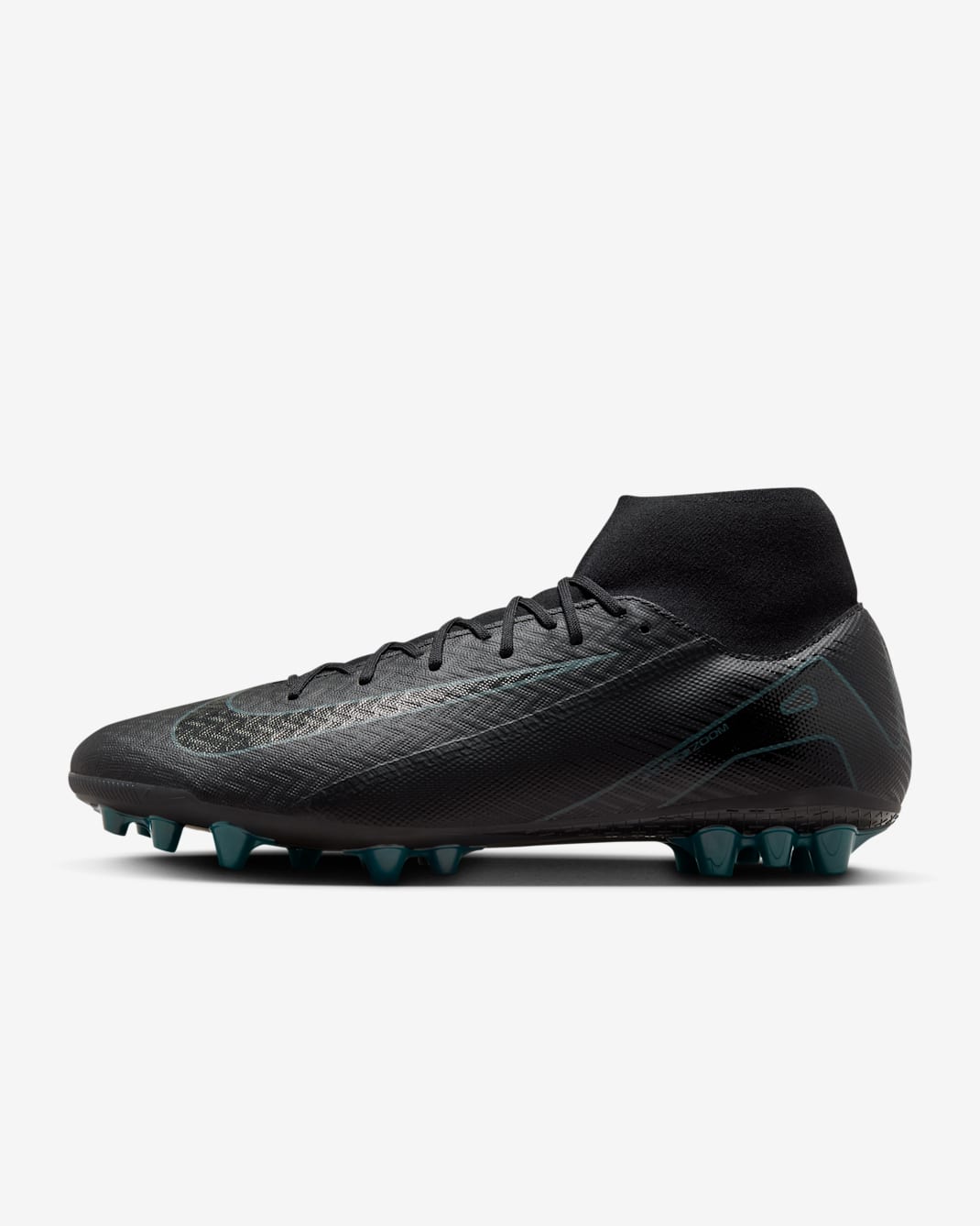 Chuteiras de futebol de cano alto para relva artificial Nike Mercurial Superfly 10 Academy - Preto/Deep Jungle/Preto