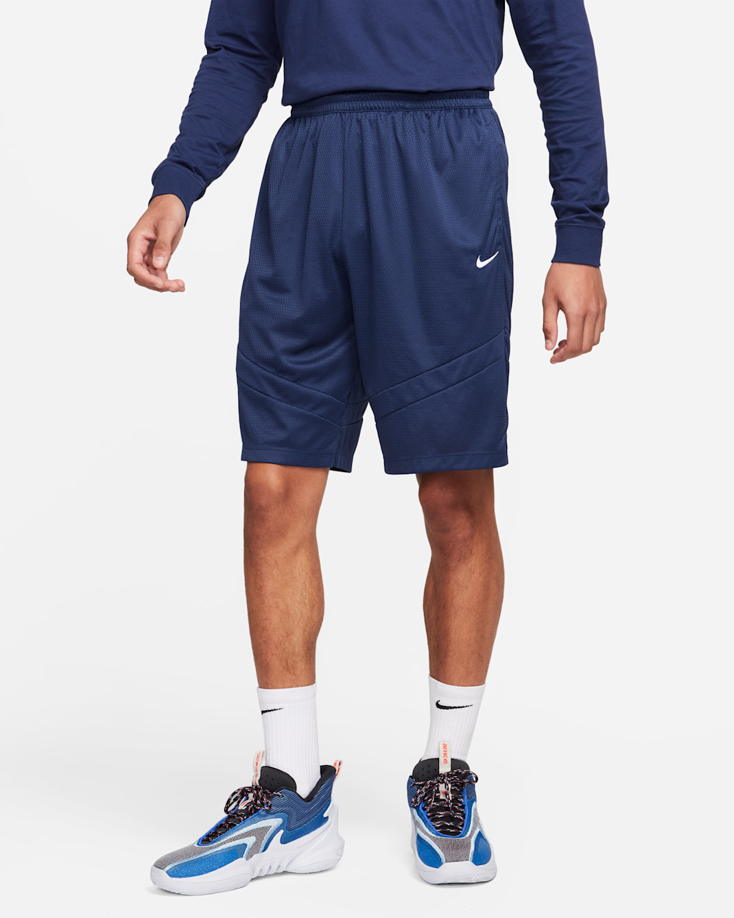 Męskie spodenki do koszykówki Dri-FIT Nike Icon 28 cm - Midnight Navy/Midnight Navy/Biel