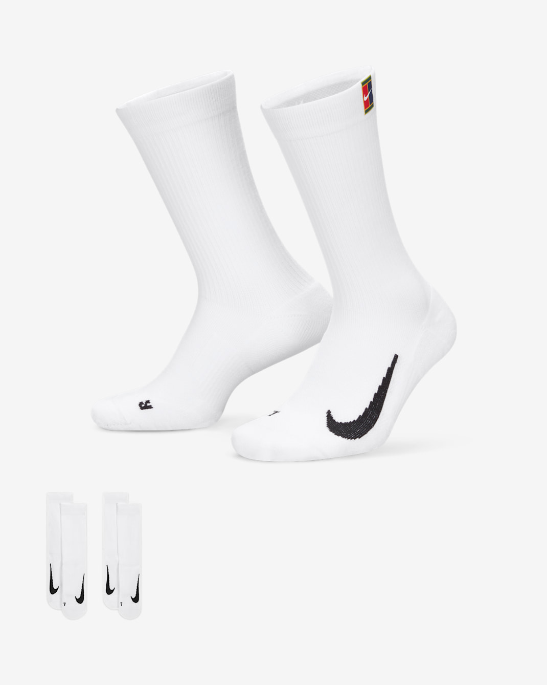 Κάλτσες τένις μεσαίου ύψους NikeCourt Multiplier Cushioned (δύο ζευγάρια) - Λευκό/Λευκό