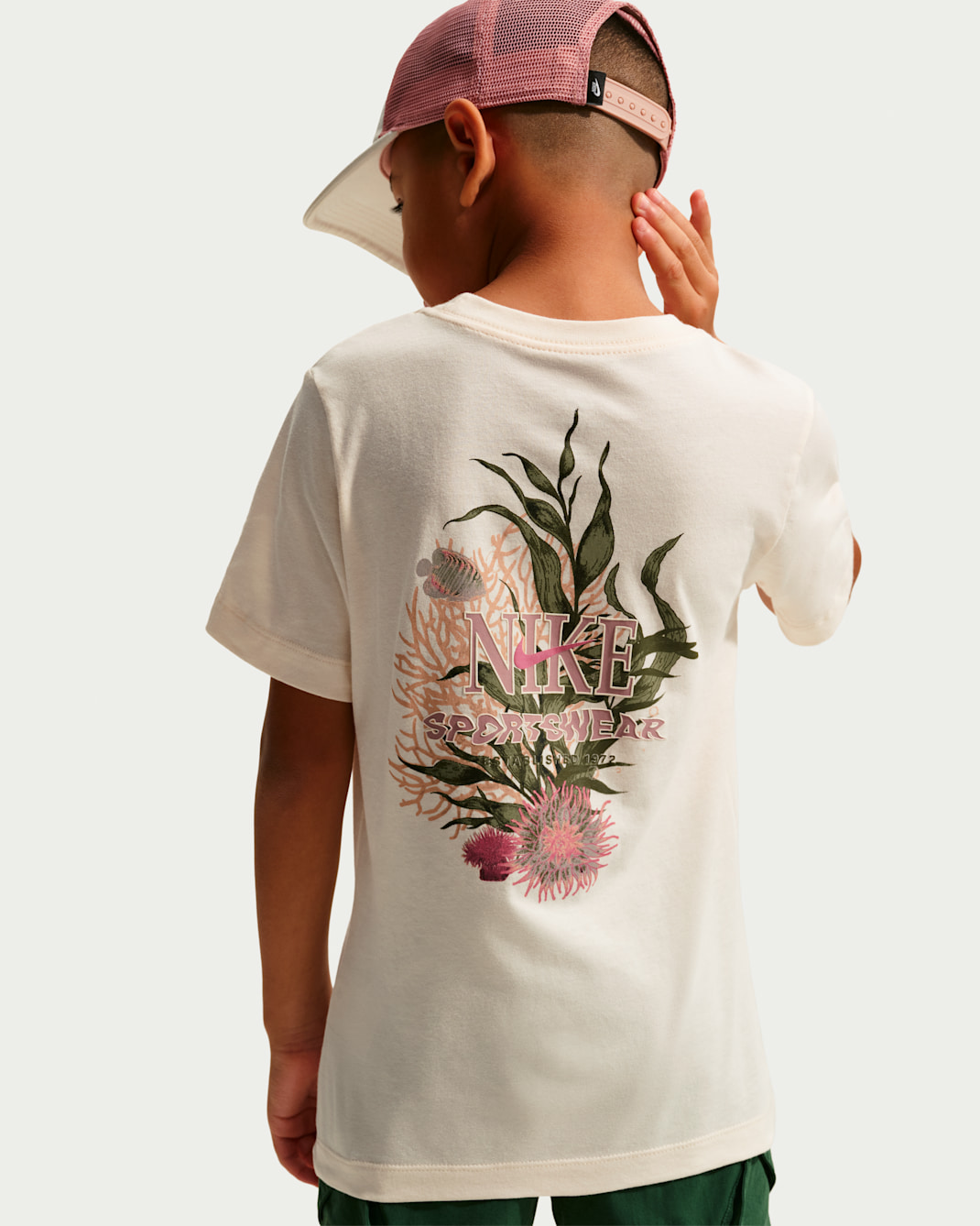 Nike Sportswear Big Kids' T-Shirt - Chalk/Pink/Green/Particle Pink