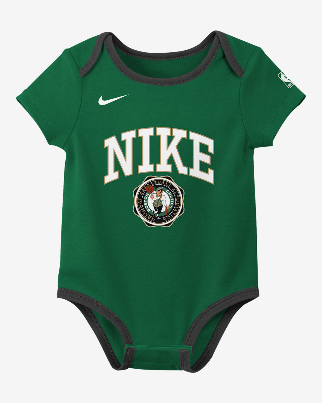 Boston Celtics Just Do It Baby (0-3M) Nike Basketball Bodysuit Set (2-Pack) - Kelly Green/Black/White