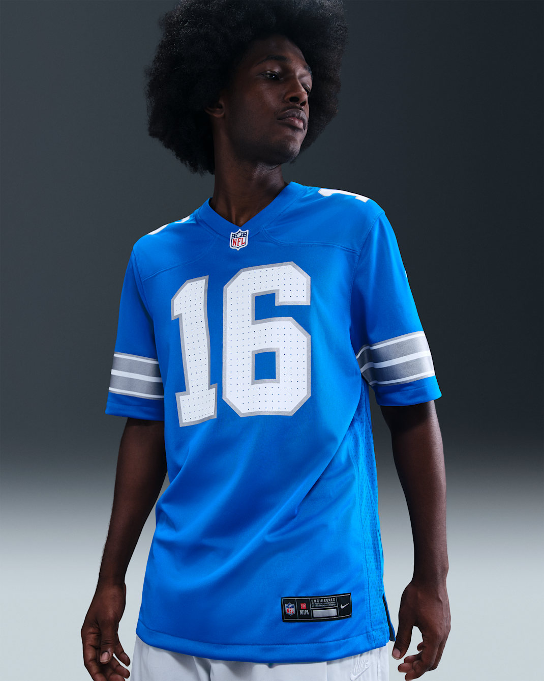 Maillot de football américain NFL Detroit Lions (Jared Goff) pour homme - Blue Spark