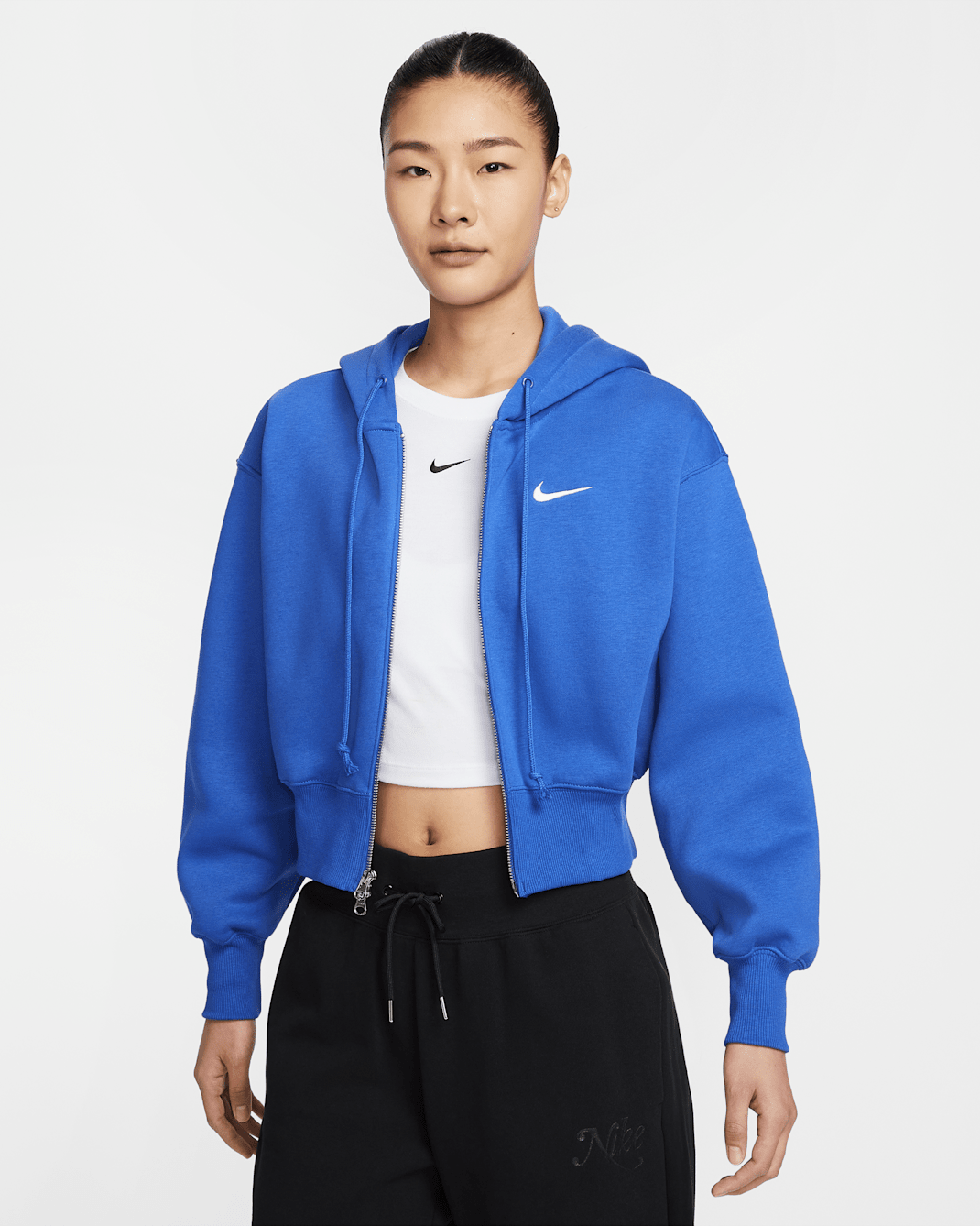 ナイキ スポーツウェア フェニックス フリース ウィメンズ ルーズ クロップド フルジップ パーカー - ゲームロイヤル/セイル