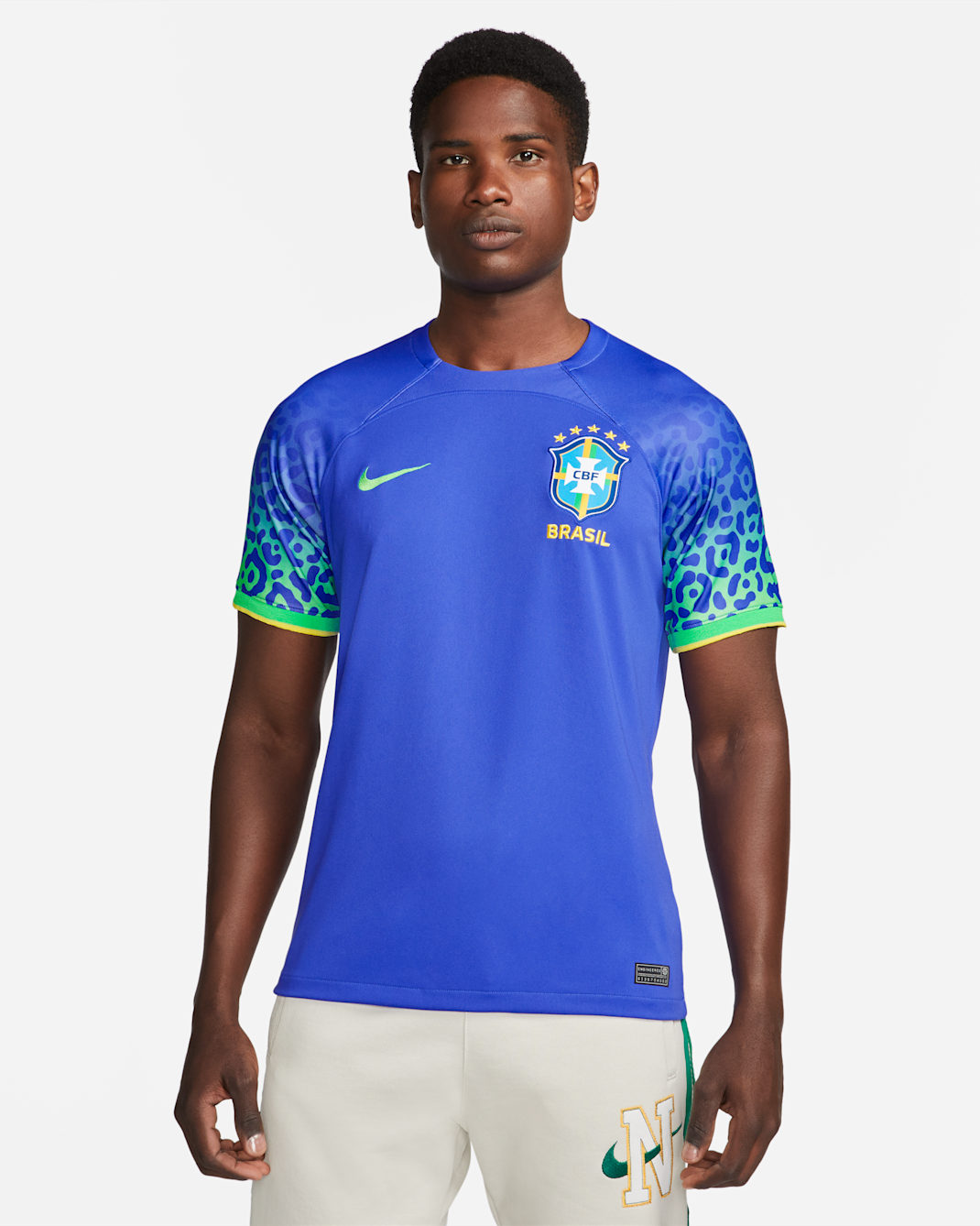 Brazil 2022/23 Stadium 客場男款 Nike Dri-FIT 足球衣 - Paramount Blue/Green Spark/Dynamic Yellow/Green Spark