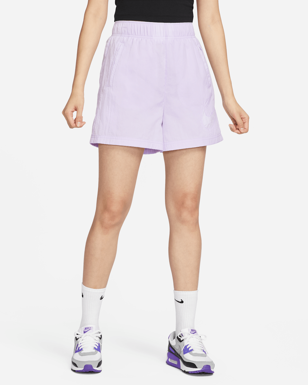 Nike Sportswear Essential Women's High-Rise Woven Shorts - Violet Mist/White