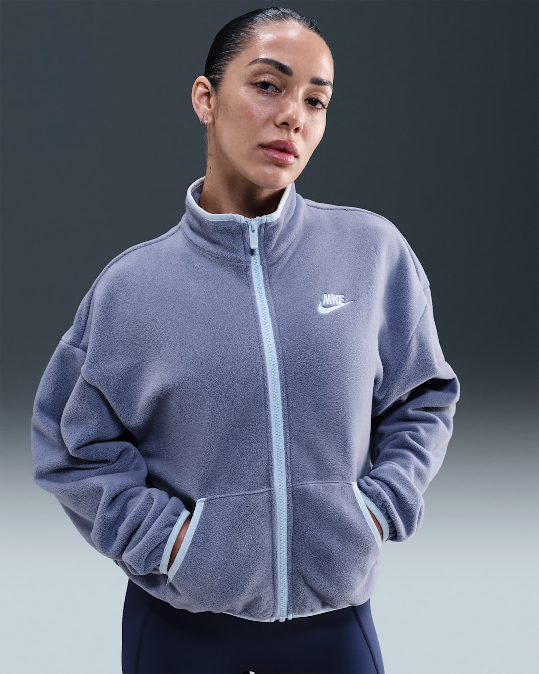 Nike Sportswear Club Fleece Women's Loose Cozy Track Jacket - World Indigo/Celestine Blue