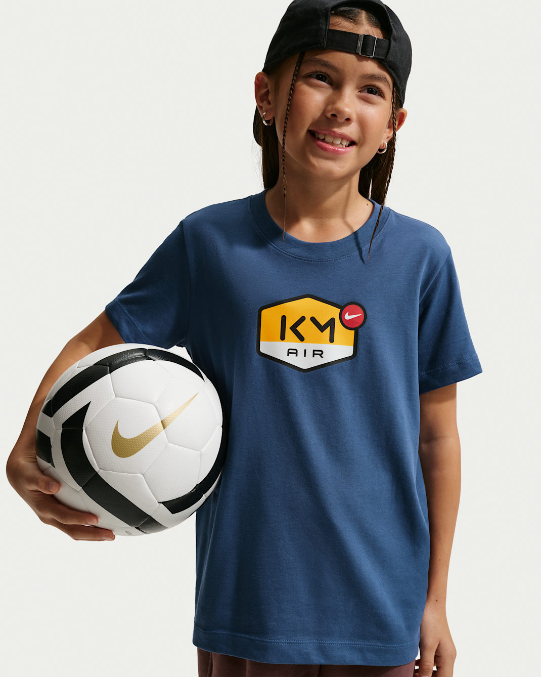 Playera Dri-FIT para niños talla grande Kylian Mbappé - Azul marino místico