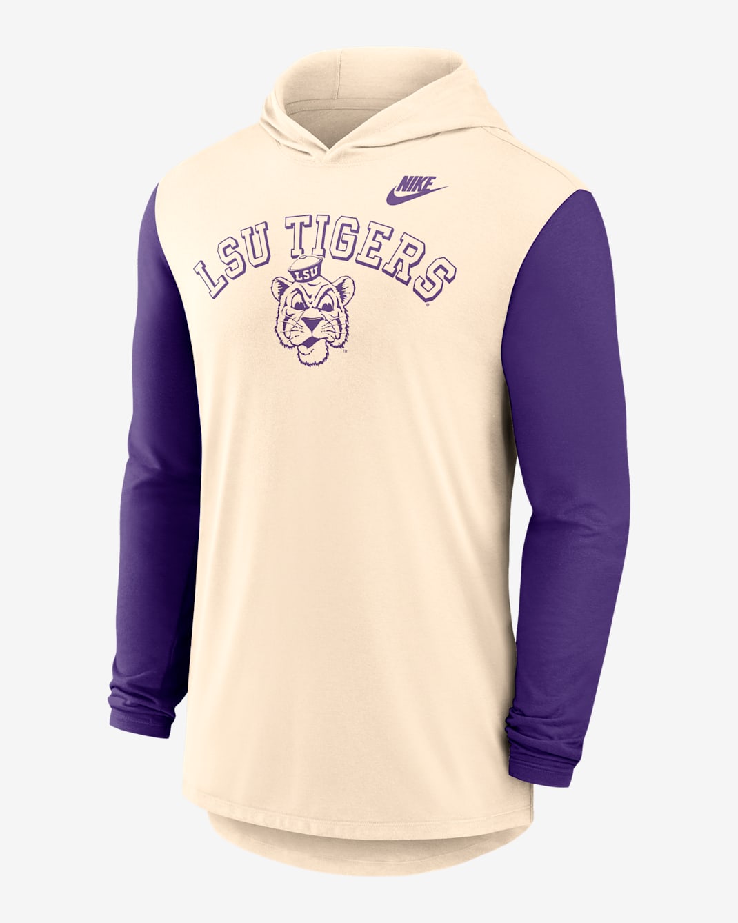 LSU Legacy Men's Nike Dri-FIT College Long-Sleeve Hooded T-Shirt - Natural
