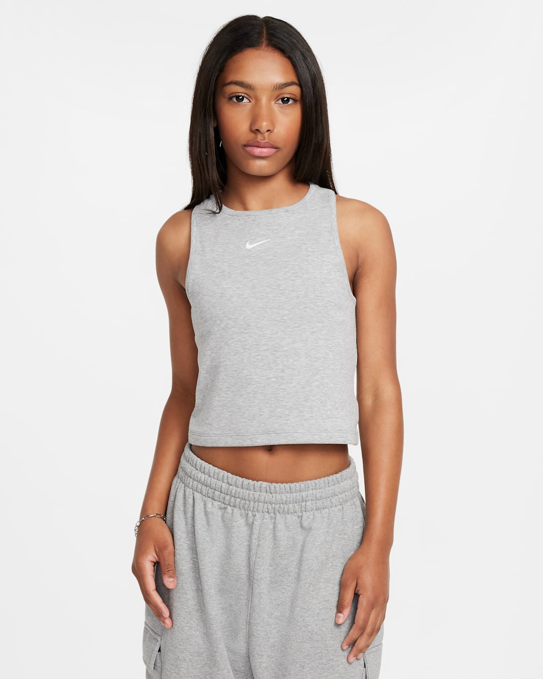 Nike Sportswear Girls' Ribbed Tank Top - Dark Grey Heather