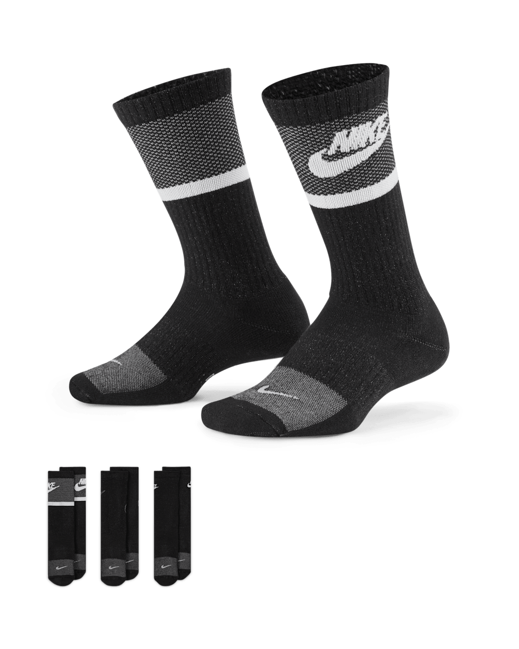 Nike Everyday Kids' Cushioned Crew Socks (3 Pairs) - Multi-Colour
