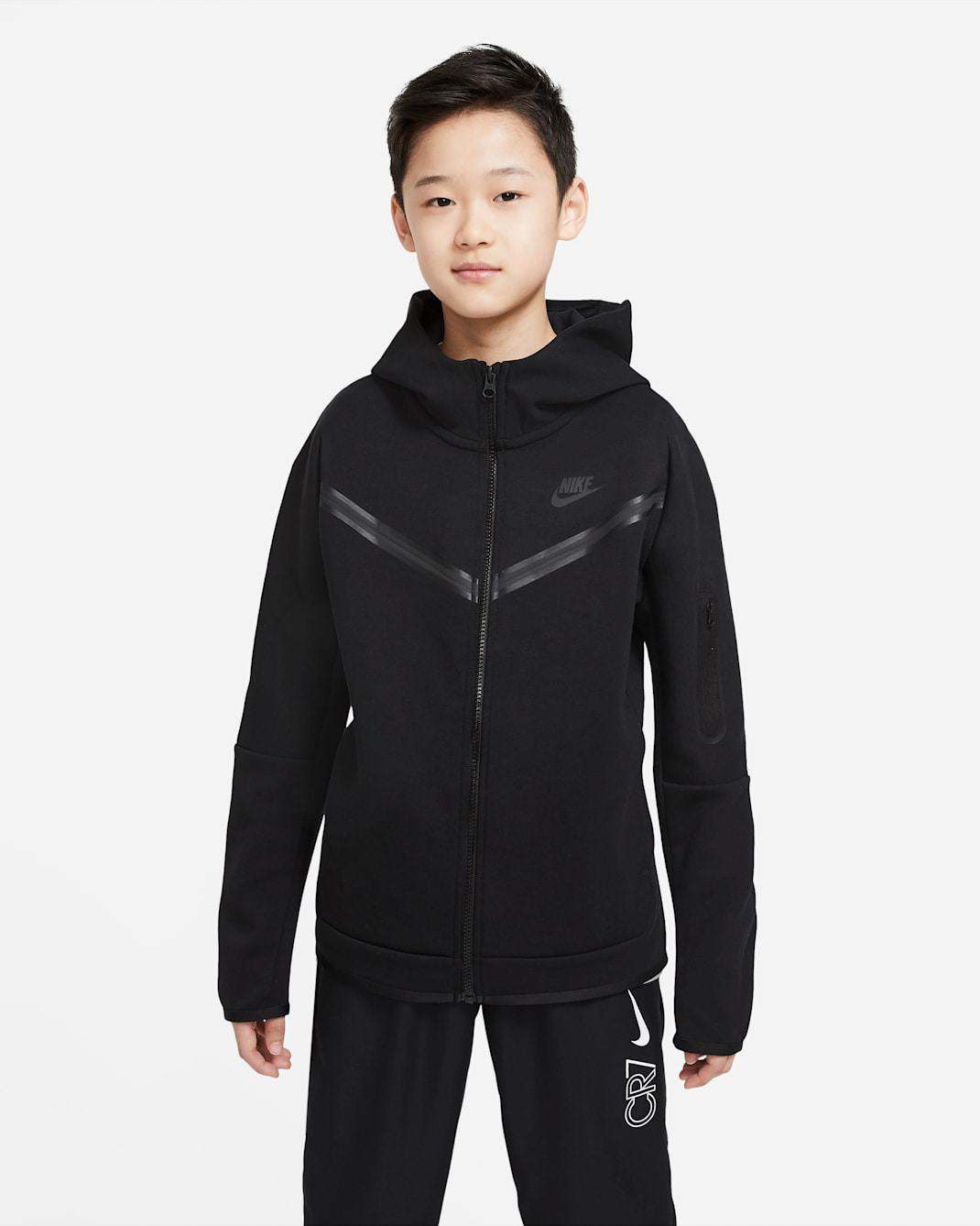 Nike Sportswear Tech Fleece Older Kids' (Boys') Full-Zip Hoodie - Black/Black