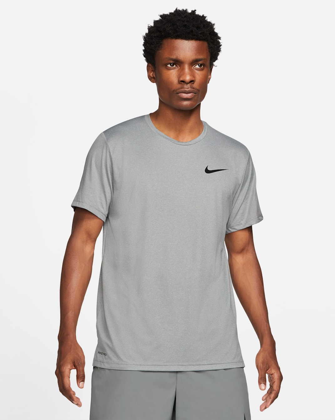 Nike Pro Dri-FIT Kurzarmshirt für Herren - Particle Grey/Grey Fog/Heather/Schwarz