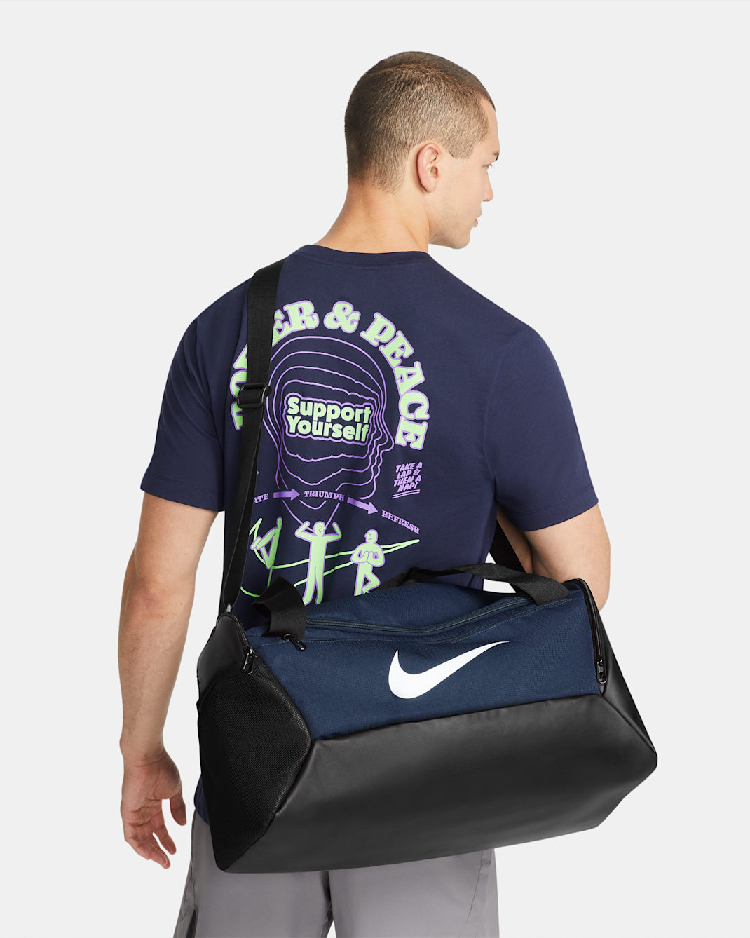 Nike Brasilia Training Duffel Bag (Small, 41L) - Midnight Navy/Black/White