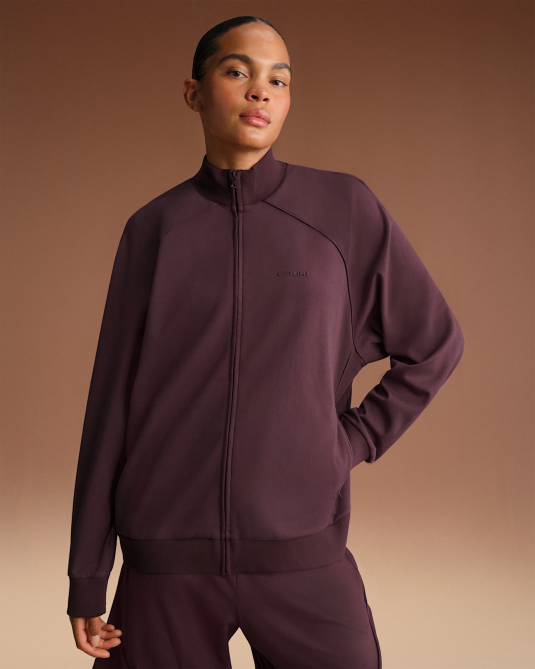 NikeSKIMS Matte Tricot Women's Oversized Full-Zip Track Jacket - NSKM CURRANT