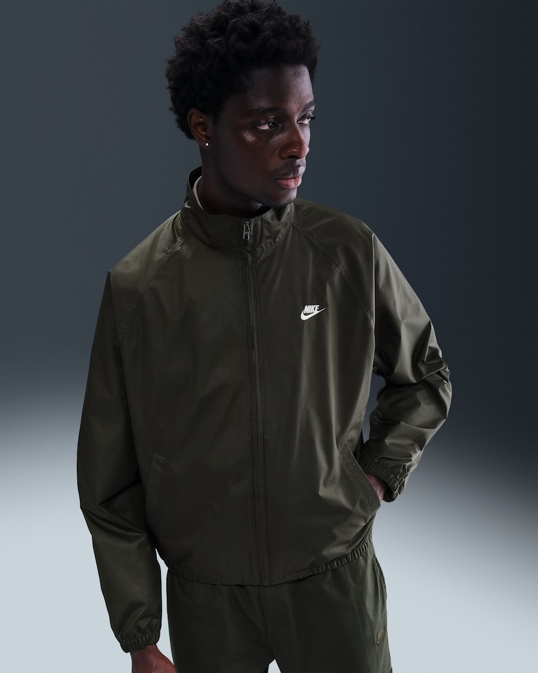 Ανδρικό τζάκετ Roscoe με φερμουάρ σε όλο το μήκος Nike Sportswear Club - Sequoia/Λευκό