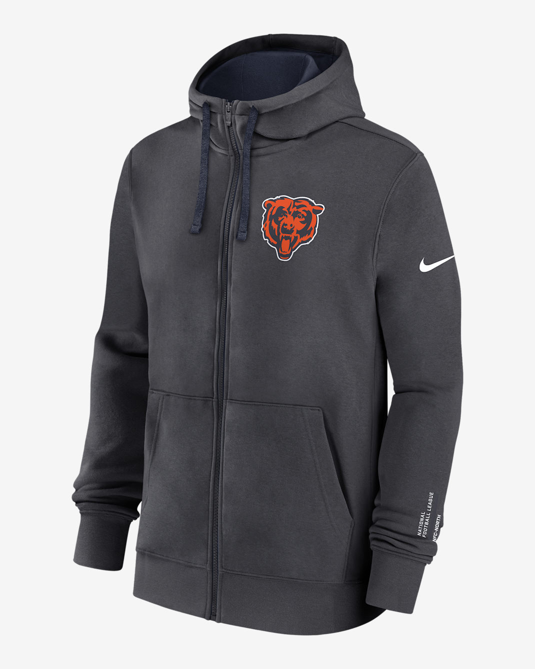 Chicago Bears Playbook Page Club Men's Nike NFL Full-Zip Hoodie - Anthracite