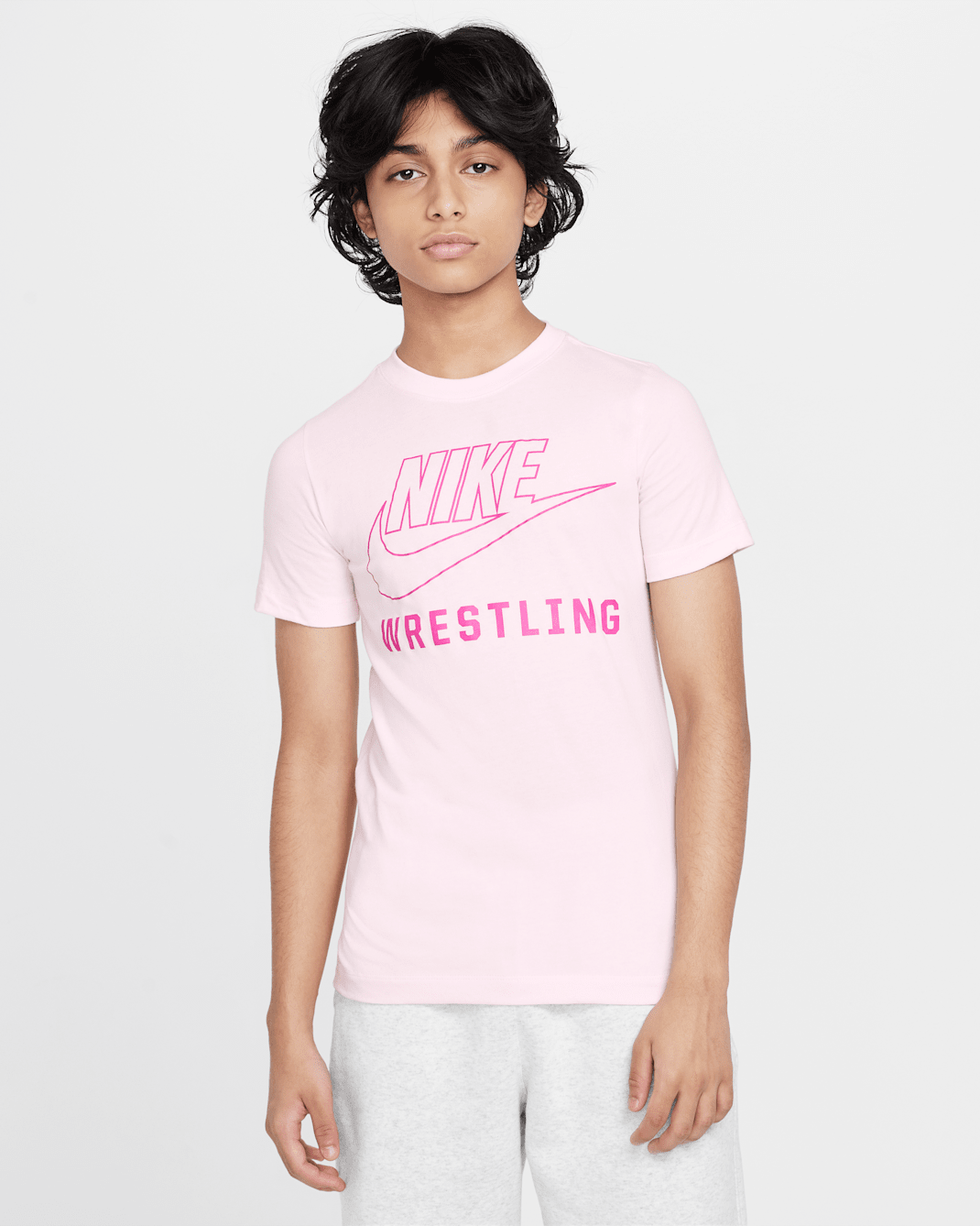 Playera de lucha para niños talla grande Nike Swoosh - Espuma rosa