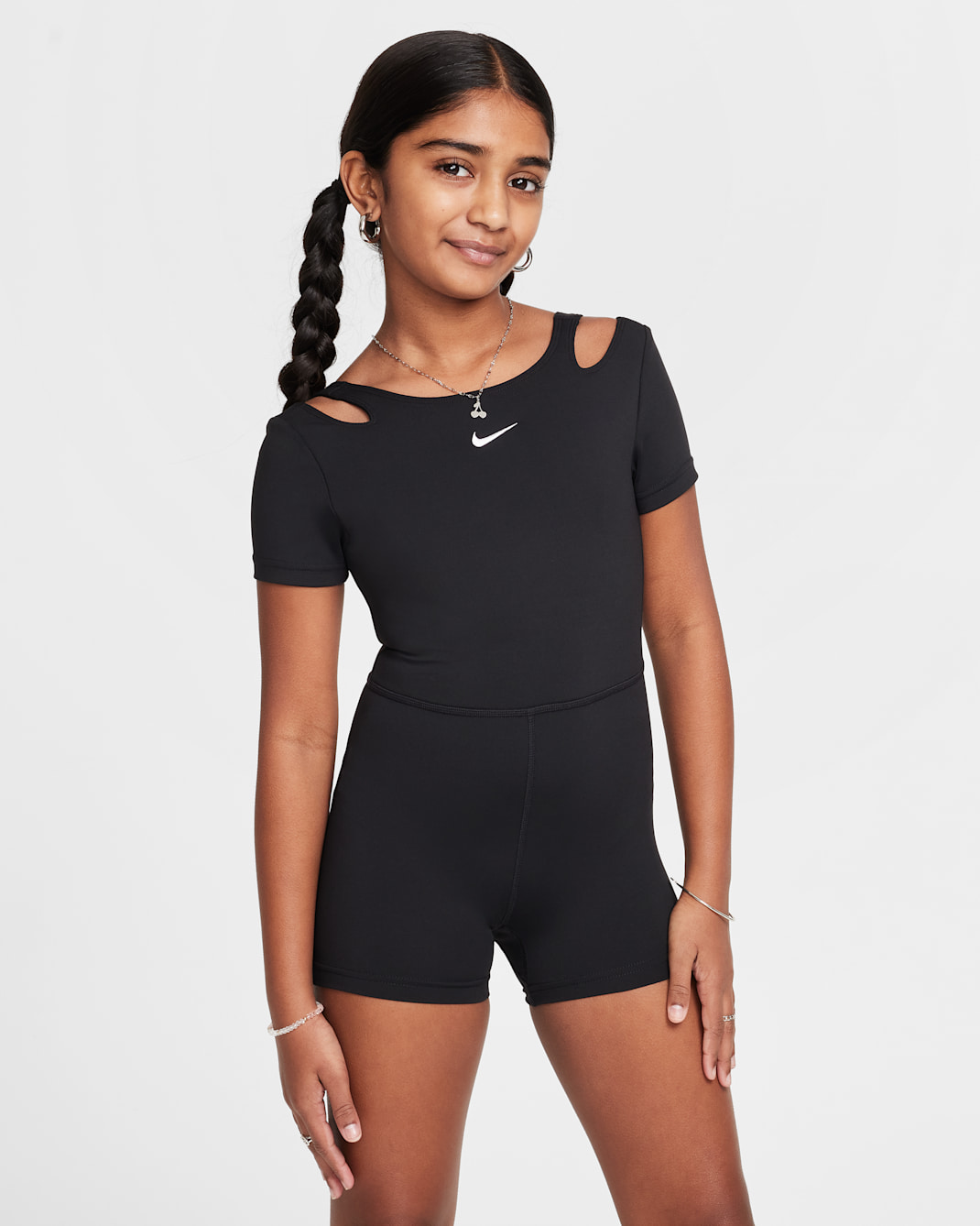Nike One Girls' Dri-FIT Leotard - Black/White
