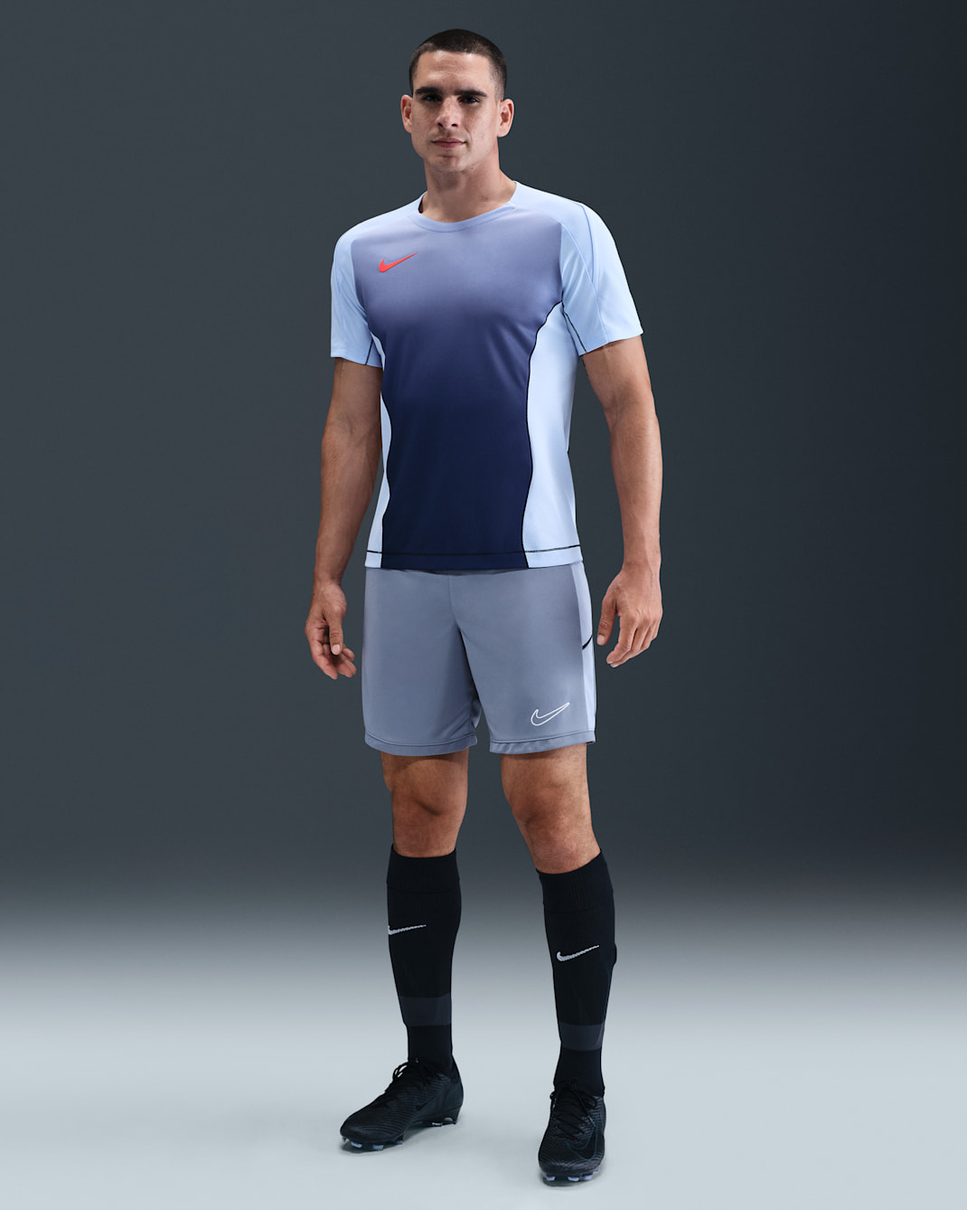 Nike Academy Men's Dri-FIT Football Shorts - Ashen Slate/Cobalt Bliss/White