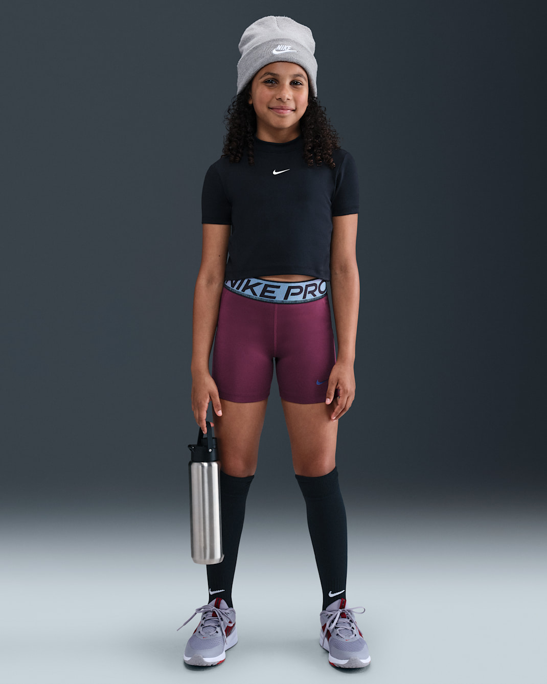 Shorts Dri-FIT de 8 cm con detalles brillantes para niña talla grande Nike Pro - Burdeos