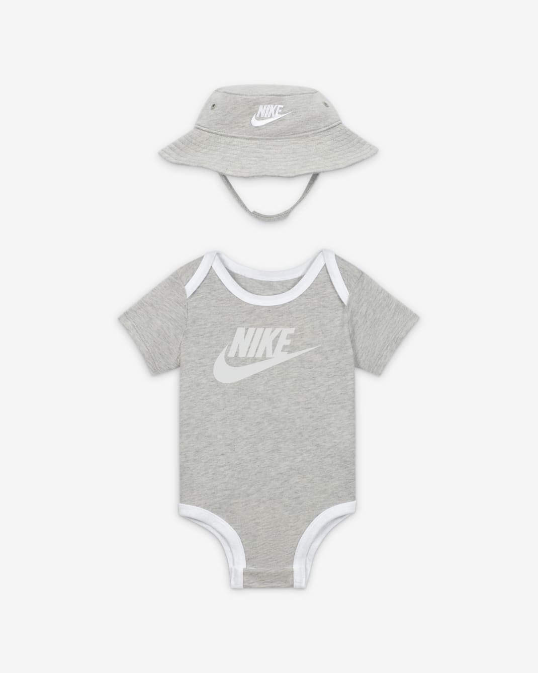 Nike Baby Core Bucket Hat and Bodysuit Set - Grey Heather