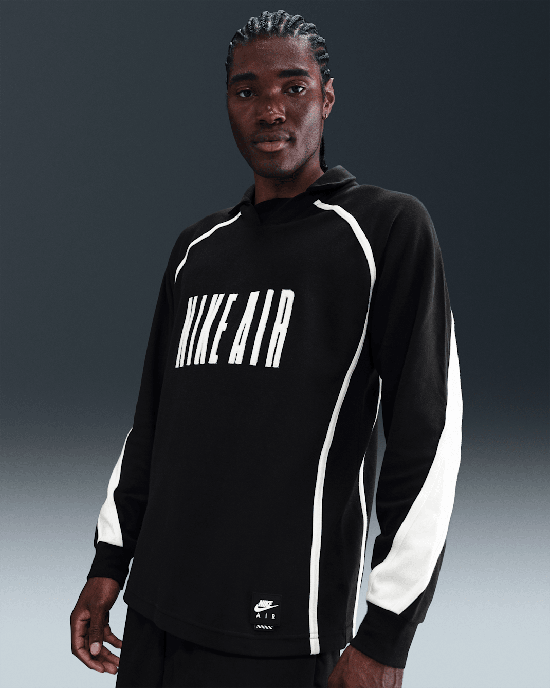 Playera de fútbol de manga larga para hombre Nike Air - Negro/Blanco/Blanco