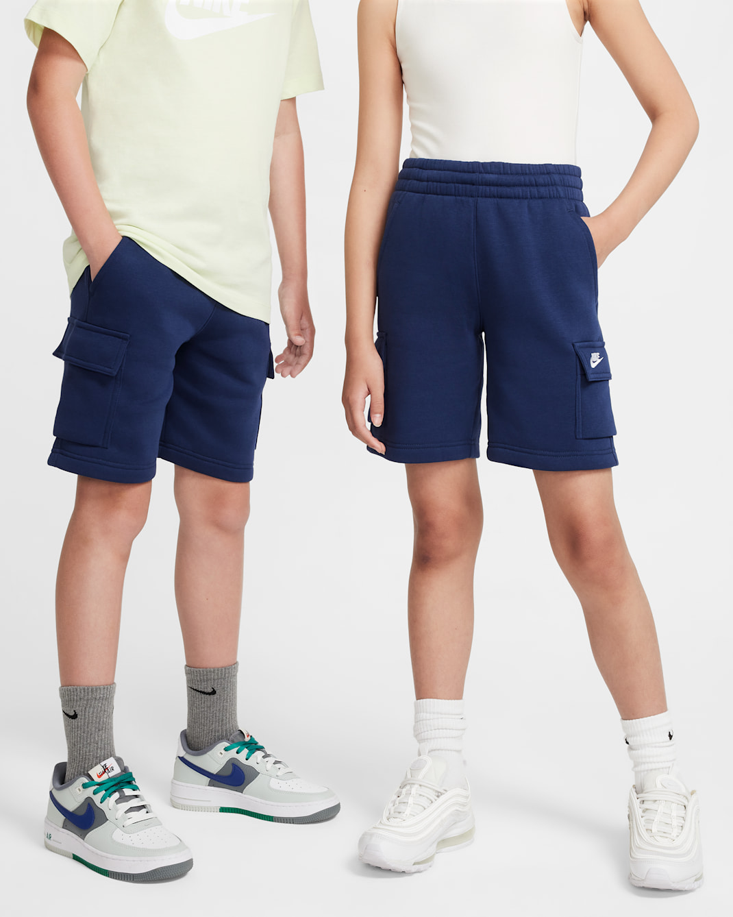 Nike Sportswear Club Fleece Big Kids' Cargo Shorts - Midnight Navy/Midnight Navy/White