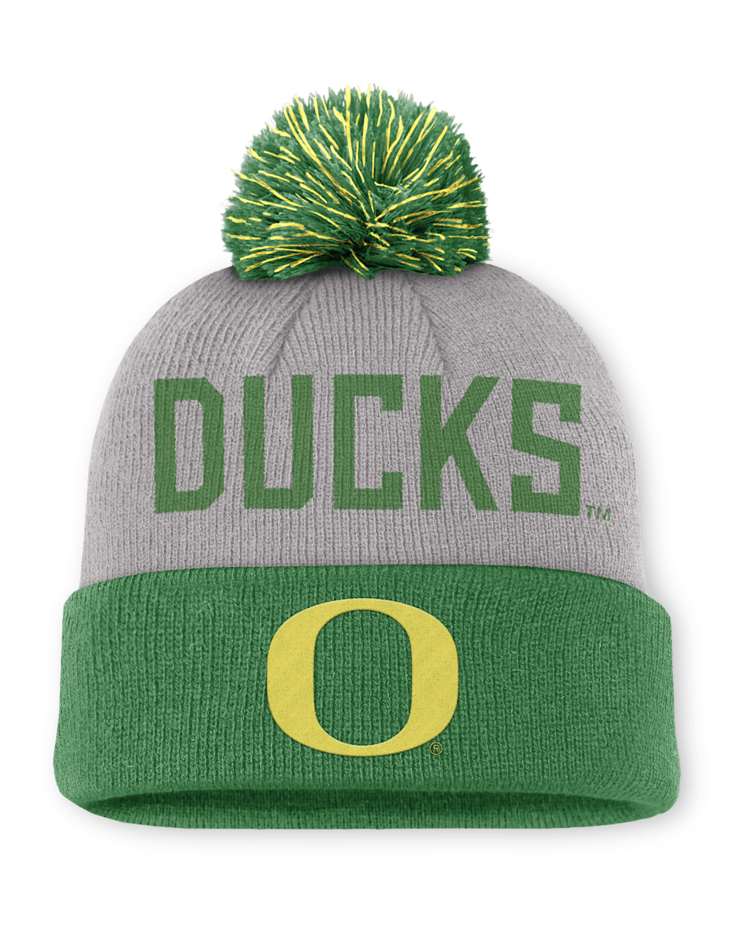 Oregon Primetime Peak Men's Nike College Cuffed Pom Beanie - Grey