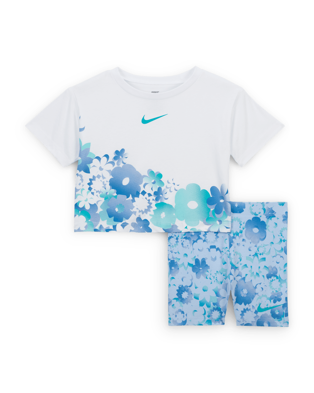 Nike Flow-Ral Baby (12–24M) 2-Piece Printed Bike Shorts Set - Blue Tint